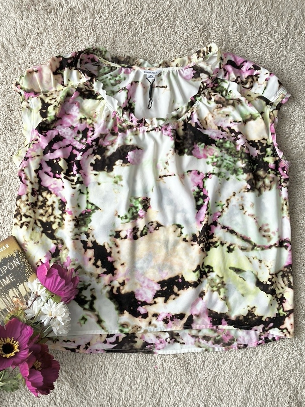 Calvin Klein | Abstract Marbled Pastel Blouse